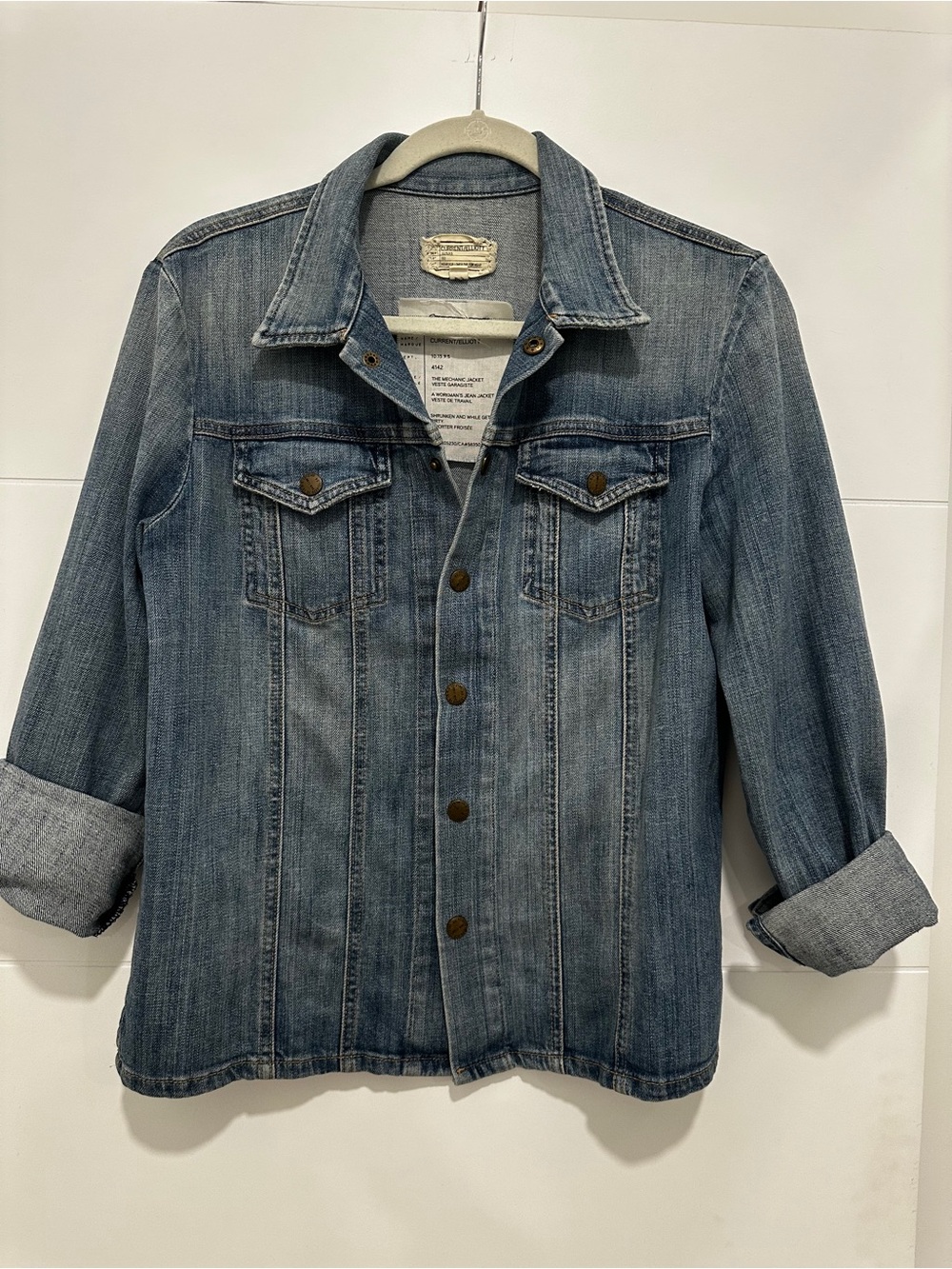 Current/Elliott Washed Blue Denim  Mechanic Jacket Veste Garagiste small